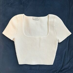 Aritzia Babaton White Crop Top